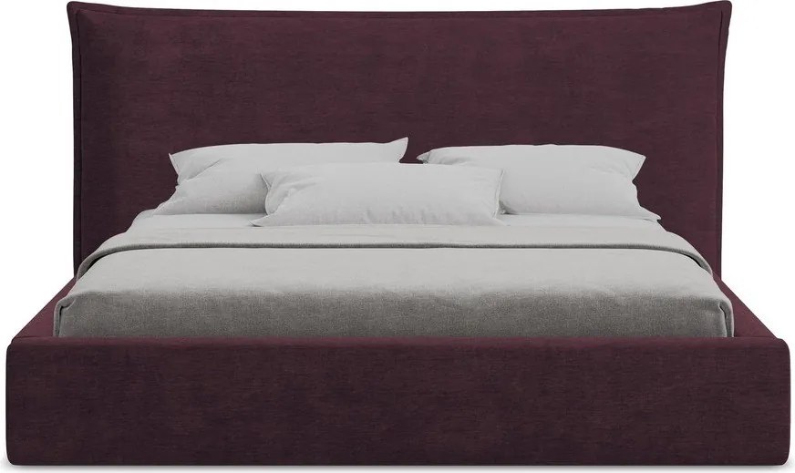 Тъмнолилаво двойно легло 160x200 cm тапицирано с място за съхранение с включена подматрачна рамка Esala – Makamii