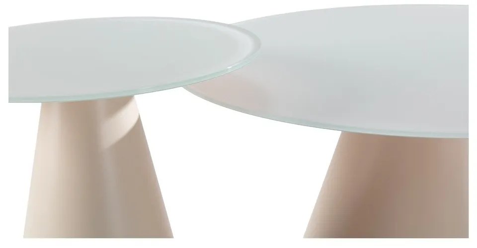 Кремави кръгли масички за кафе в комплект 2 бр. със стъклен плот ø 80 cm Vida – MOME