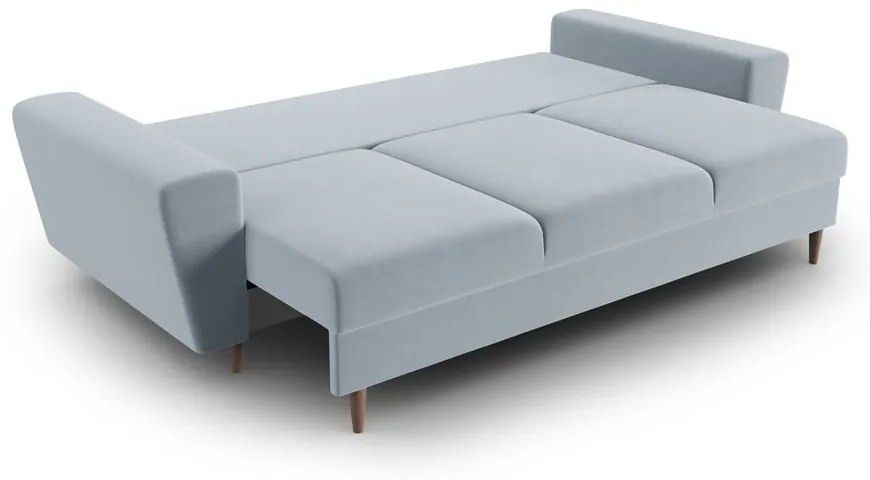 Светлосин кадифен разтегателен диван с място за съхранение 235 cm Kyoto – Cosmopolitan Design