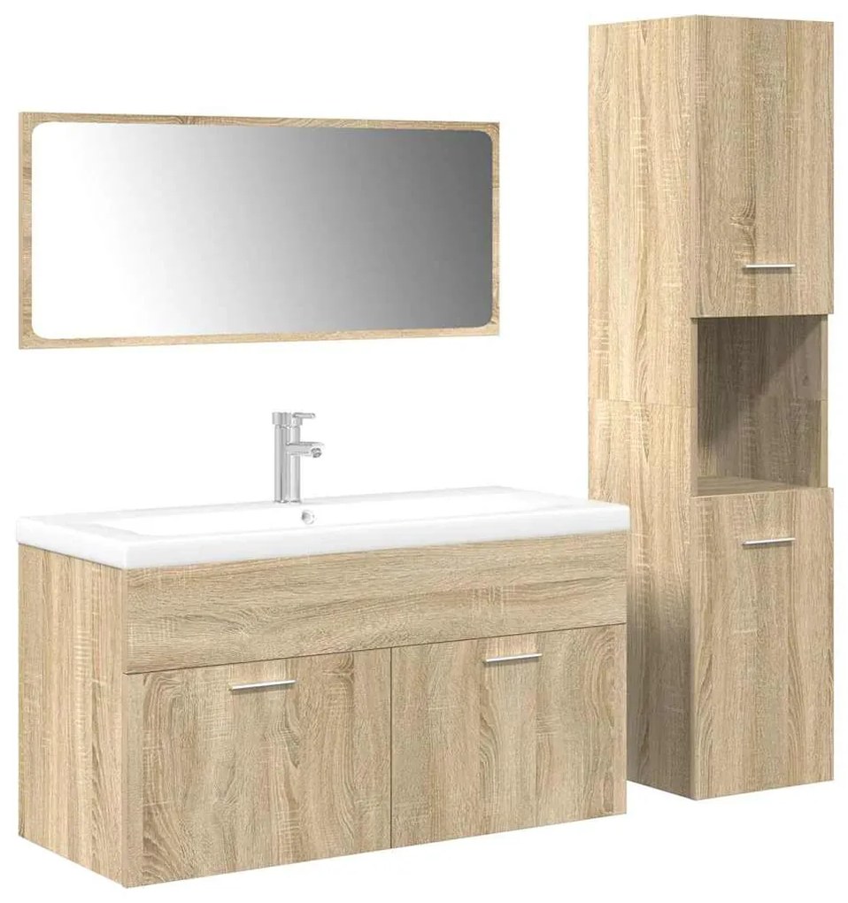 3325025 vidaXL Комплект шкафове за баня от 4 части дъб сонома инженерно дърво