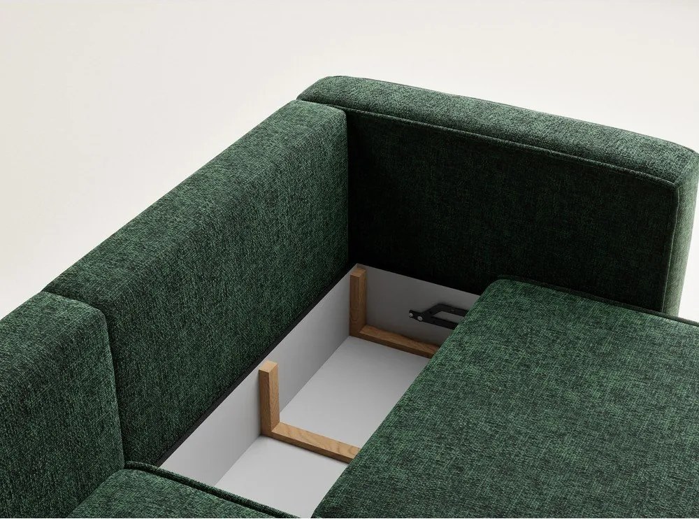 Тъмнозелен шенилов сгъваем/с място за съхранение ъглов диван (ляв ъгъл) Velto – Maison de Rêve