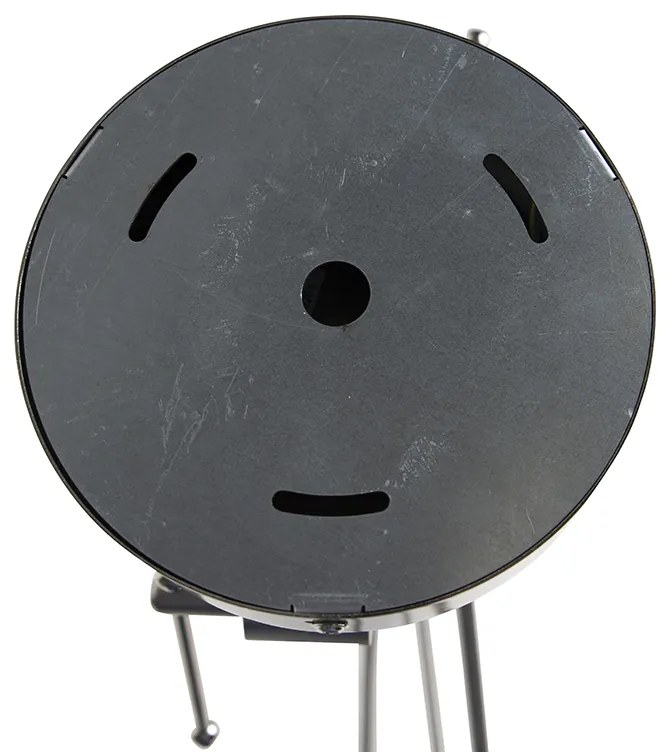 Висяща лампа черна с ленени абажури тъмно сиви 35 см 2-светлина - Blitz