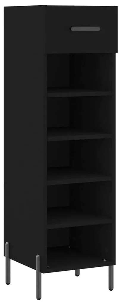 829685 vidaXL Шкаф за обувки, черен, 30x35x105 см, инженерно дърво