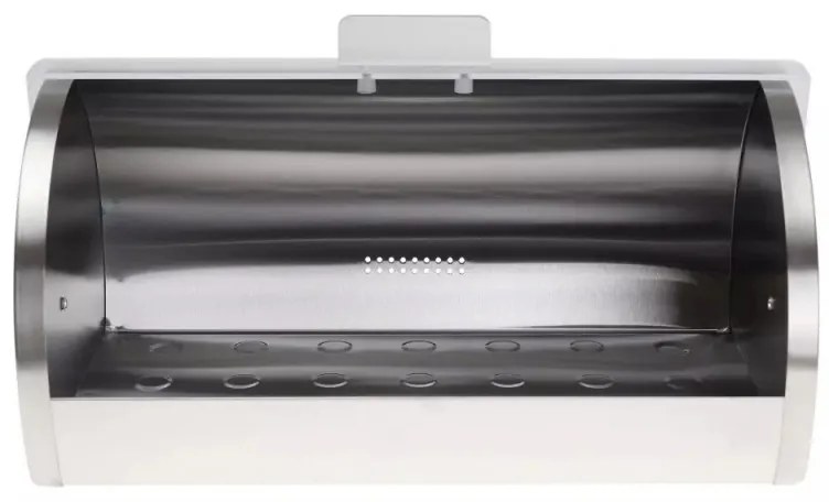 Кутия за хляб Kinghoff KH 3203, 39.5x28x18.5 см, Стомана, Полупрозрачен капак, Бял/сив
