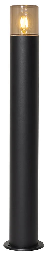 Подова лампа за външен монтаж черна с опушен абажур 70 см - Odense