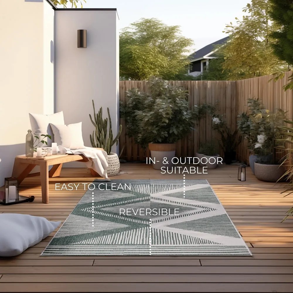 Зелено-кремав външен килим 200x290 cm Gemini – Elle Decoration