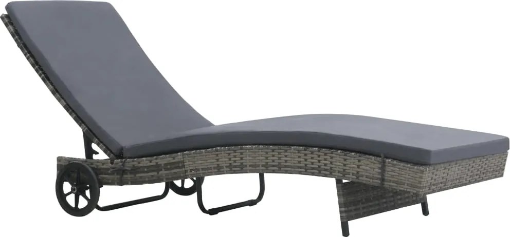 47753 vidaXL Шезлонг на колелца с шалте, полиратан, антрацит