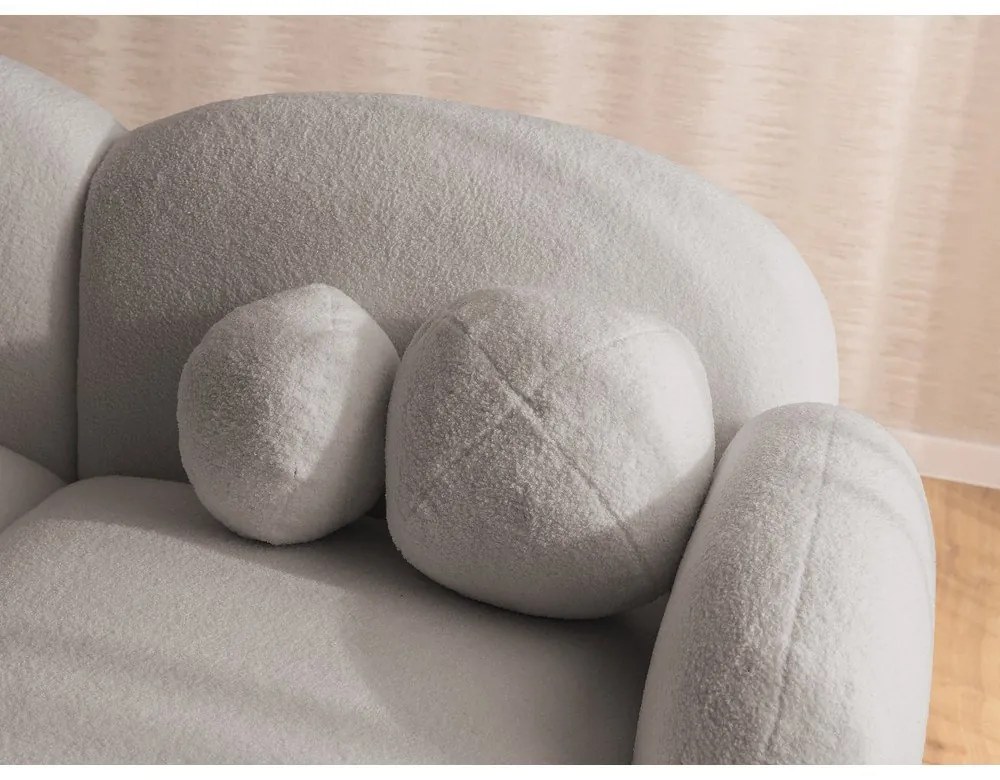 Сив ъглов диван от прежда с примки от букле (десен ъгъл) Orbit – Ropez