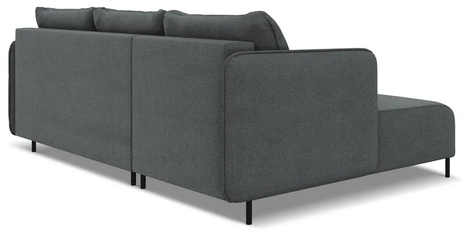 Тъмносив разтегателен ъглов диван с място за съхранение (ляв ъгъл) Luana – Makamii