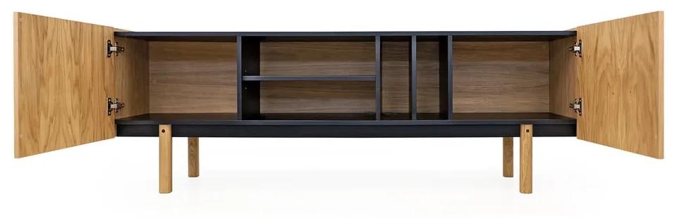 ТВ масичка от черен/естествен дъб 175x60 cm Porto - Woodman