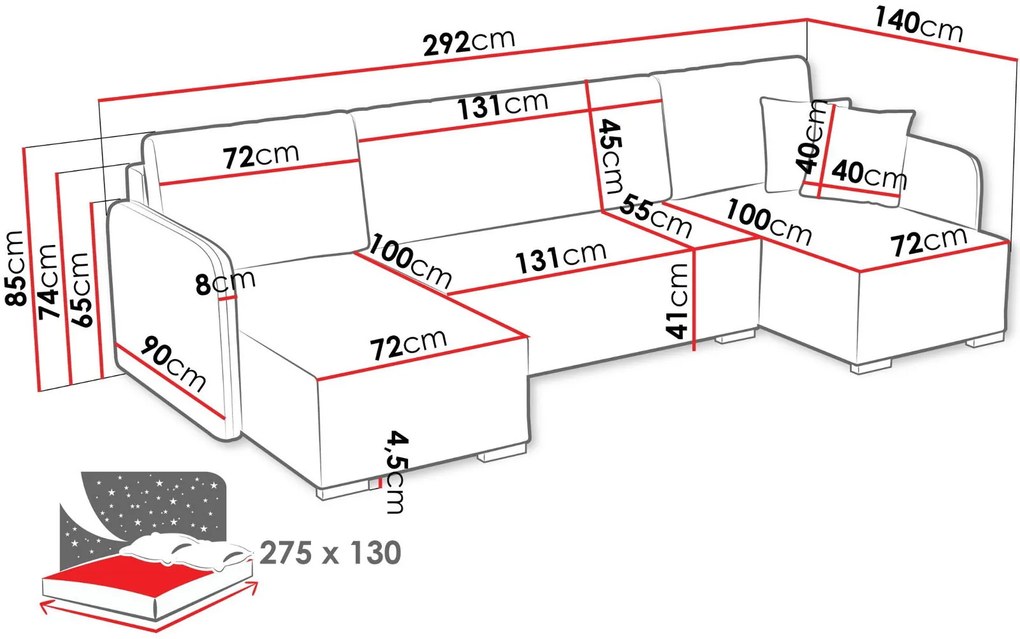 Ъглов диван Комо U-антрацит