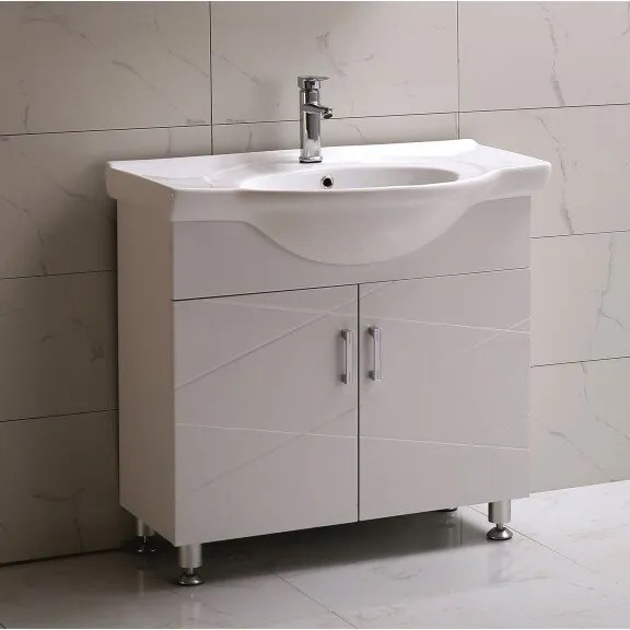 Долен шкаф за баня ICP 8585, PVC, бял, с умивалник, 52x85x85см