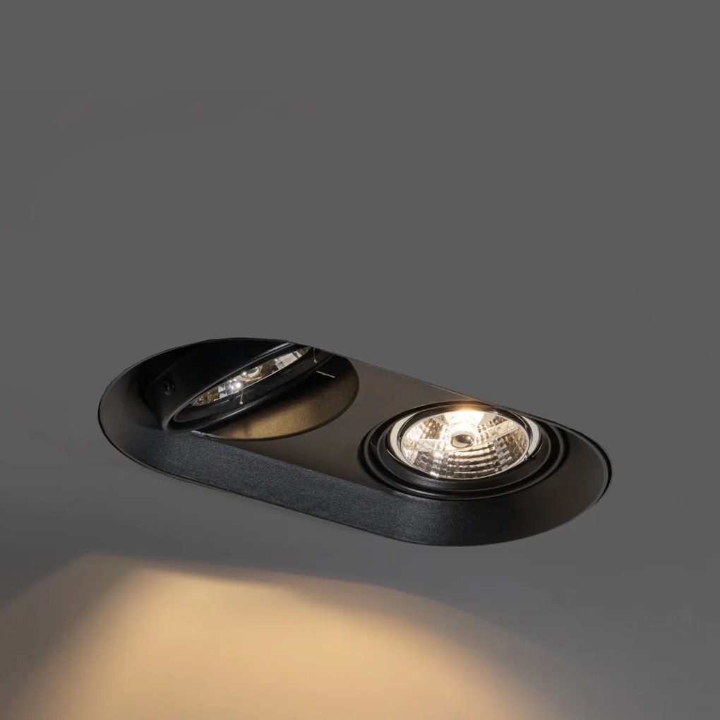 Комплект от 6 заоблени вградени спота черни GU10 70mm 2-Light - Hubs