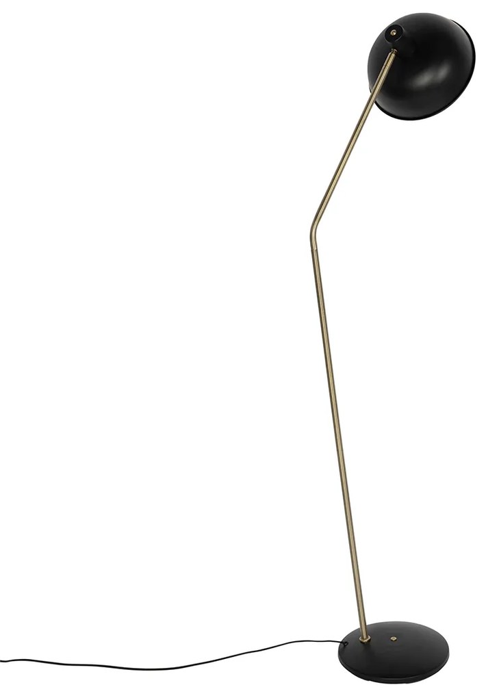 Ретро подова лампа черна с бронз - Milou