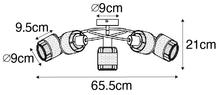 Дизайнерски таванна лампа черна със злато 5-светлина - Noud