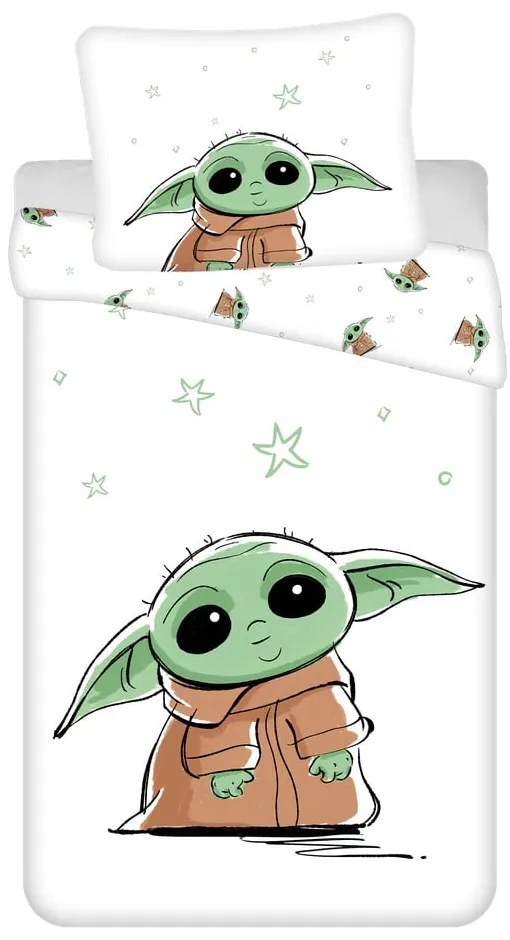 Памучно детско спално бельо за единично легло 140x200 cm Star Wars Baby Yoda - Jerry Fabrics