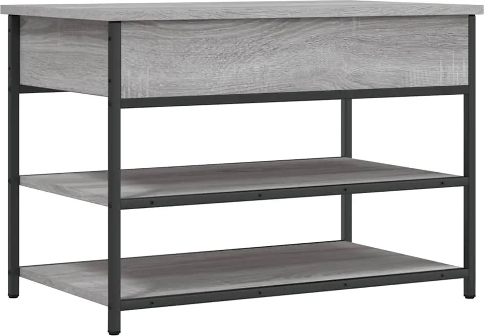 839031 vidaXL Пейка за обувки, сив сонома, 70x42,5x50 см, инженерно дърво