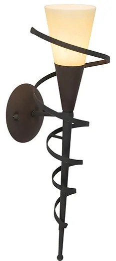 Ръстична стенна лампа ръждивокафява с кремаво стъкло - Castle