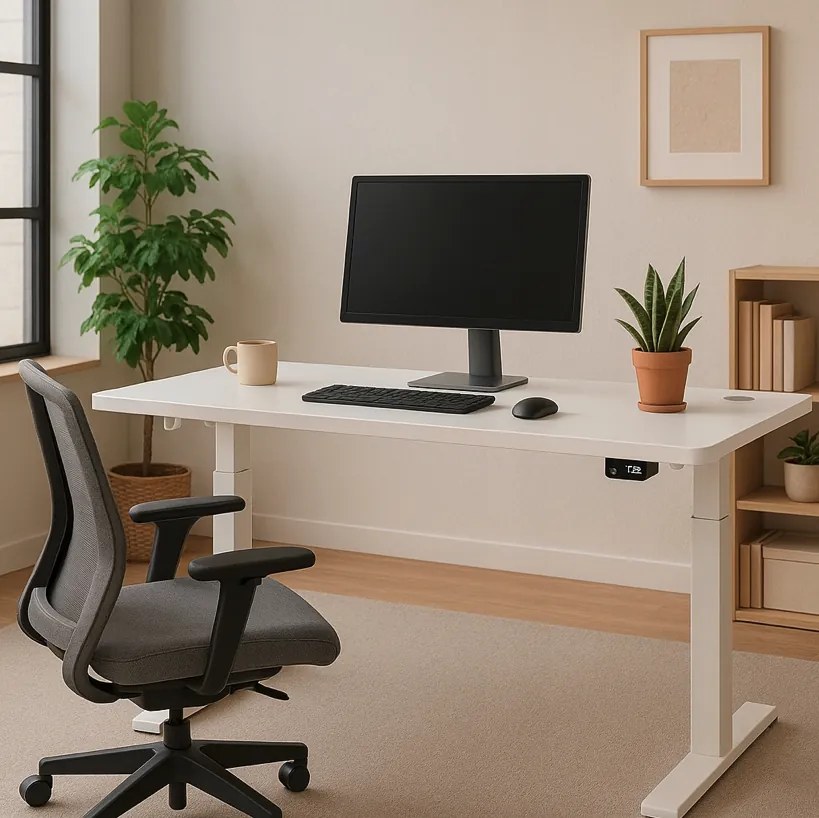 Електрическа маса с регулируема височина 72 - 117 см - бяла Ширина: 60 см | Дължина: 140 см