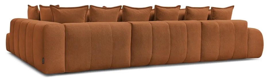 Теракотен шенилов сгъваем/с място за съхранение ъглов диван (десен ъгъл/U форма) Everest – Bobochic Paris