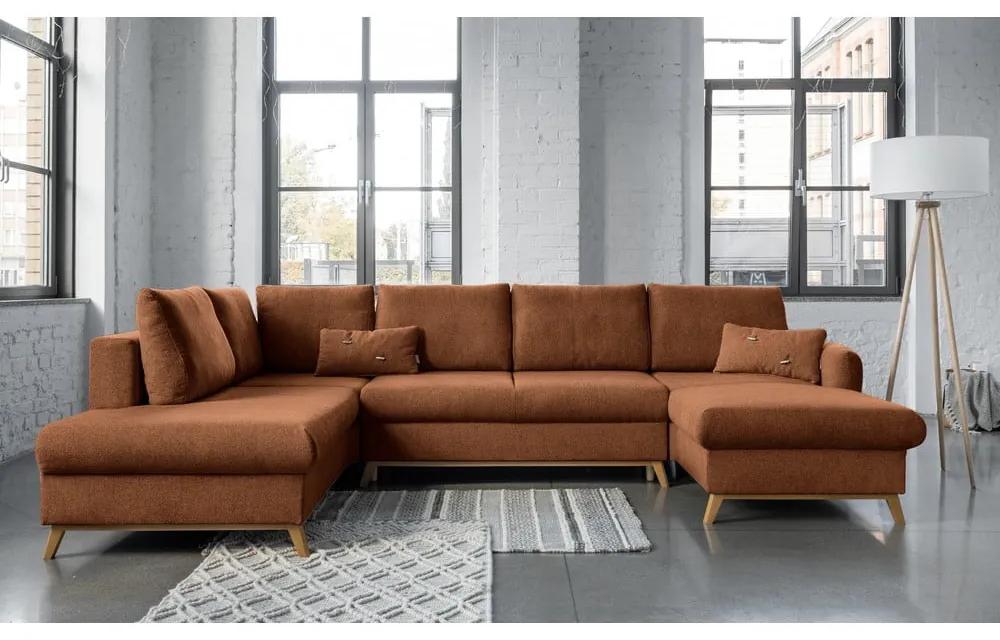 Оранжев U-образен разтегателен диван , ляв ъгъл Scandic Lagom - Miuform