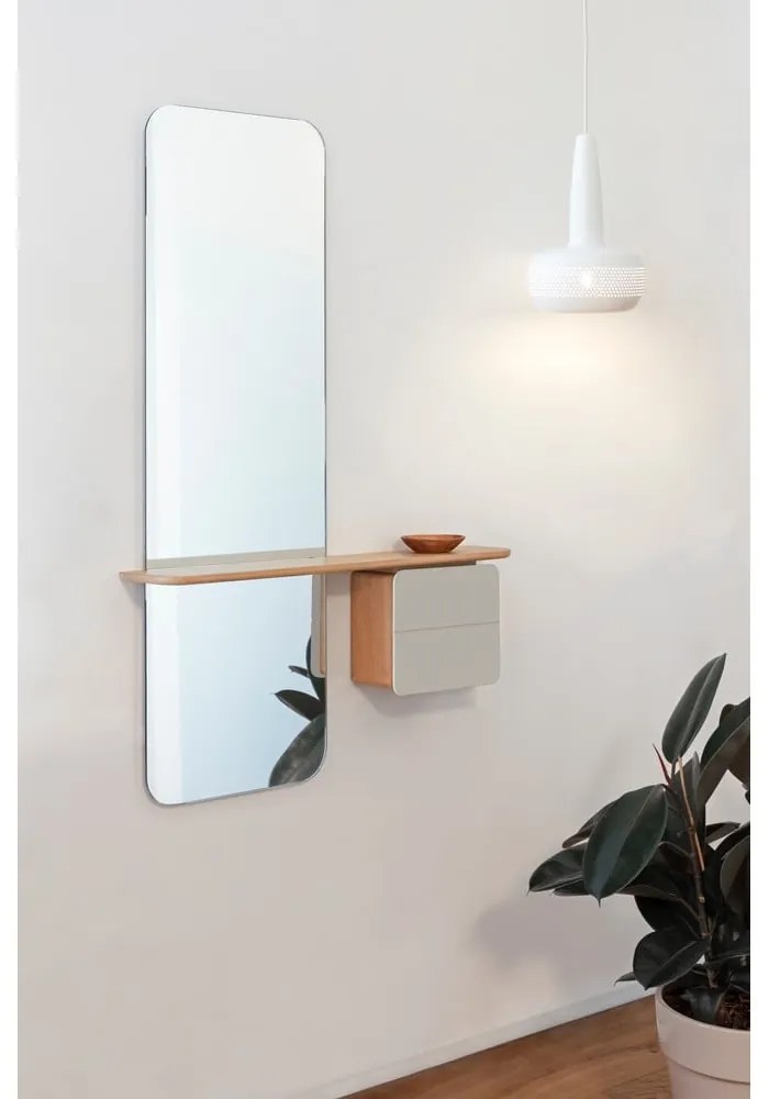 Комплект за коридор в дъбов декор в бял и естествен цвят One More Look - UMAGE