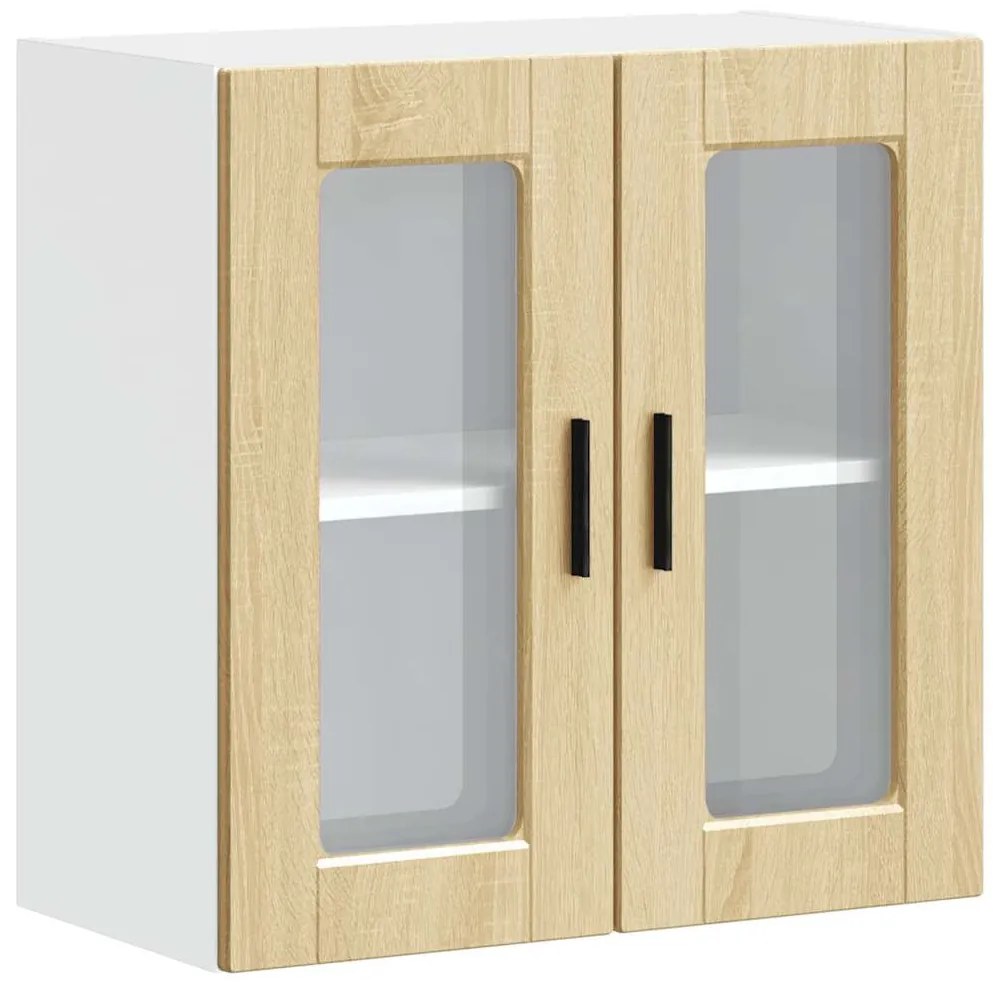854150 vidaXL Кухненски стенен шкаф със стъклена врата Porto дъб сонома