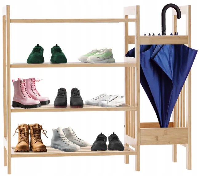 Бамбукова етажерка с 4 рафта 73,5 x 28 x 66 cm