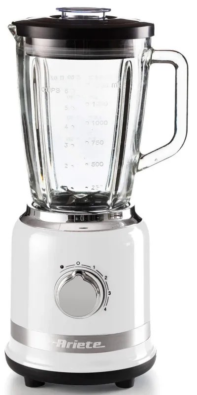 Блендер Ariete MODERNA 0585/01, 1000W, 4 ножа, 1.5 л, 4 скорости+пулс, Стъклена кана, Бял