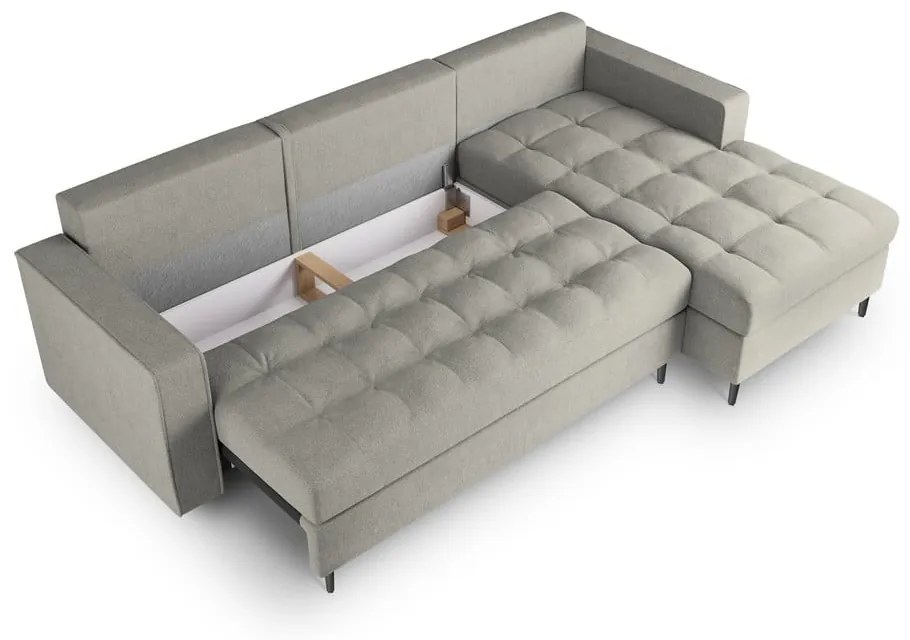 Светлосив ъглов разтегателен диван , десен ъгъл Santo - Milo Casa