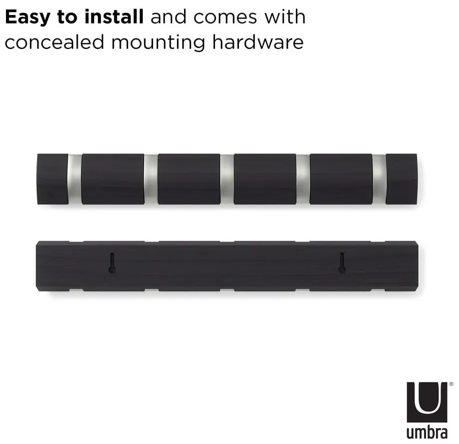 Сива стенна закачалка от тополово дърво Flip - Umbra