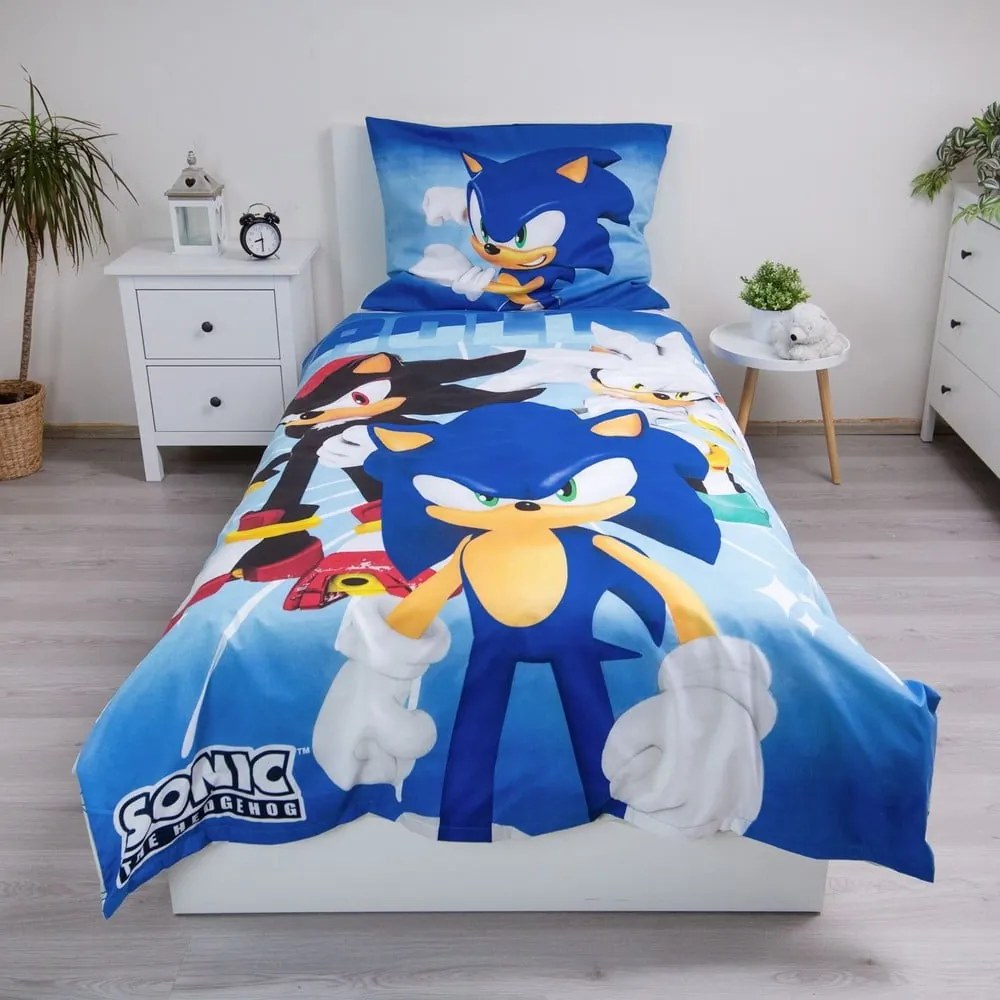 Синьо единично детско спално бельо от микрофибър 140x200 cm Sonic – Jerry Fabrics