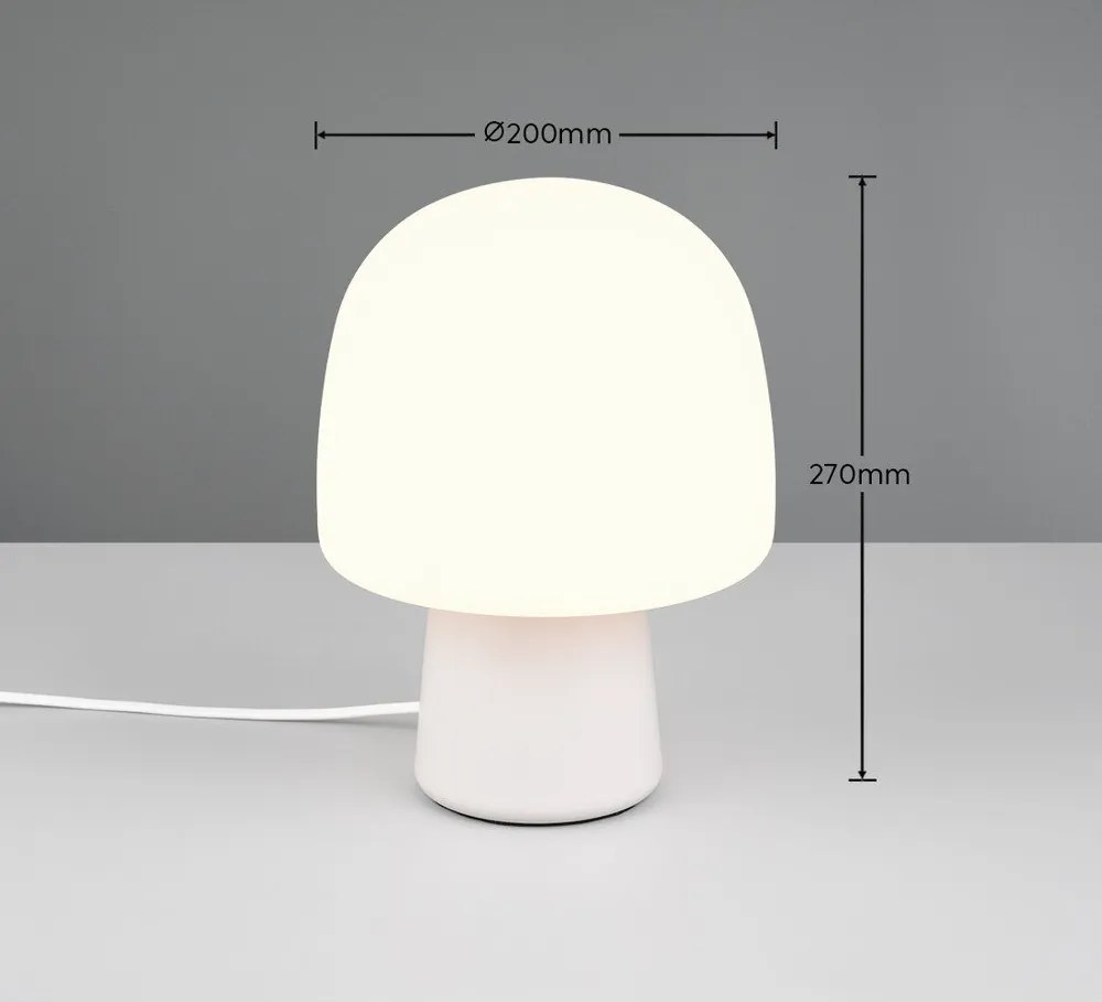 Бяла настолна лампа със стъклен абажур (височина 27 cm) Steen – Trio