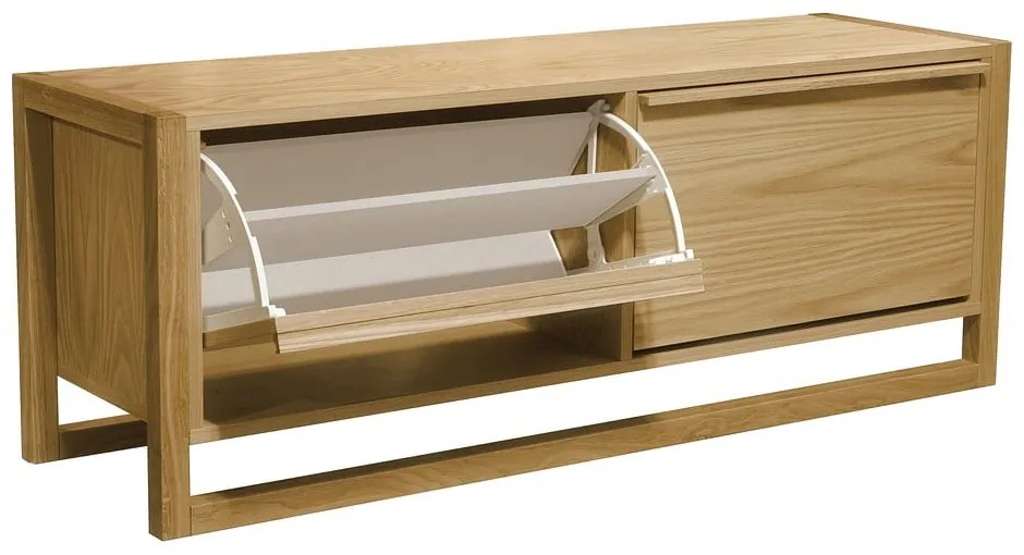 Накланяща се стойка за обувки от декор от дъб за сядане естествена NewEst – Woodman