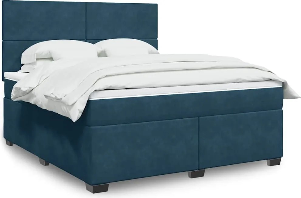 3290976 vidaXL Боксспринг легло с матрак, синьо, 180x200 см, кадифе