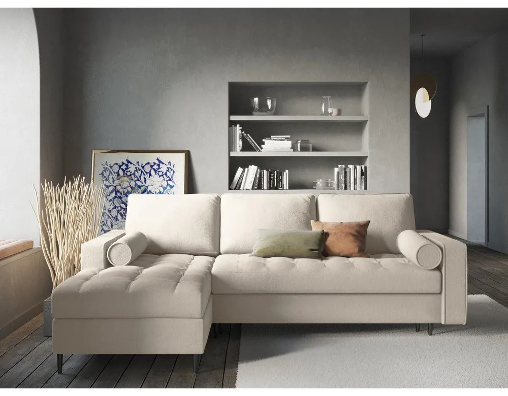 Светлобежов разтегателен диван Santo, ляв ъгъл - Milo Casa