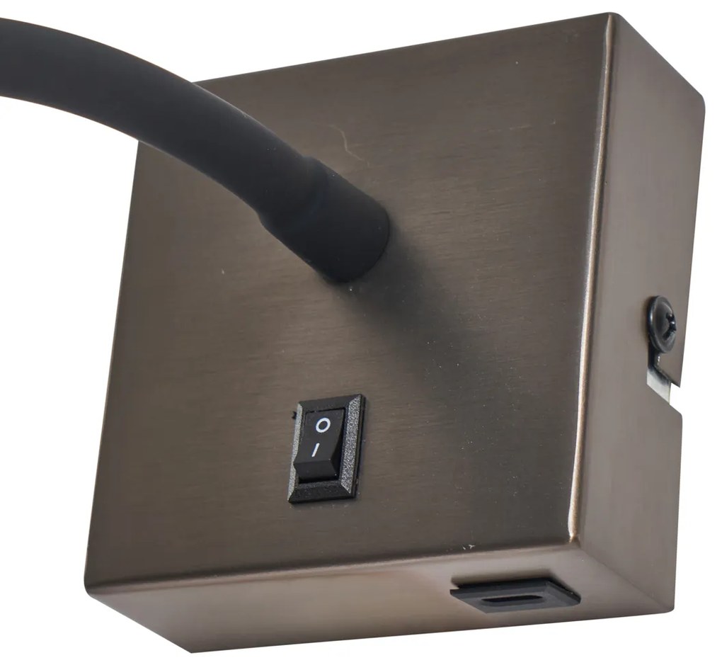 Модерна стенна лампа Gunmetal с USB-C порт - Gosna