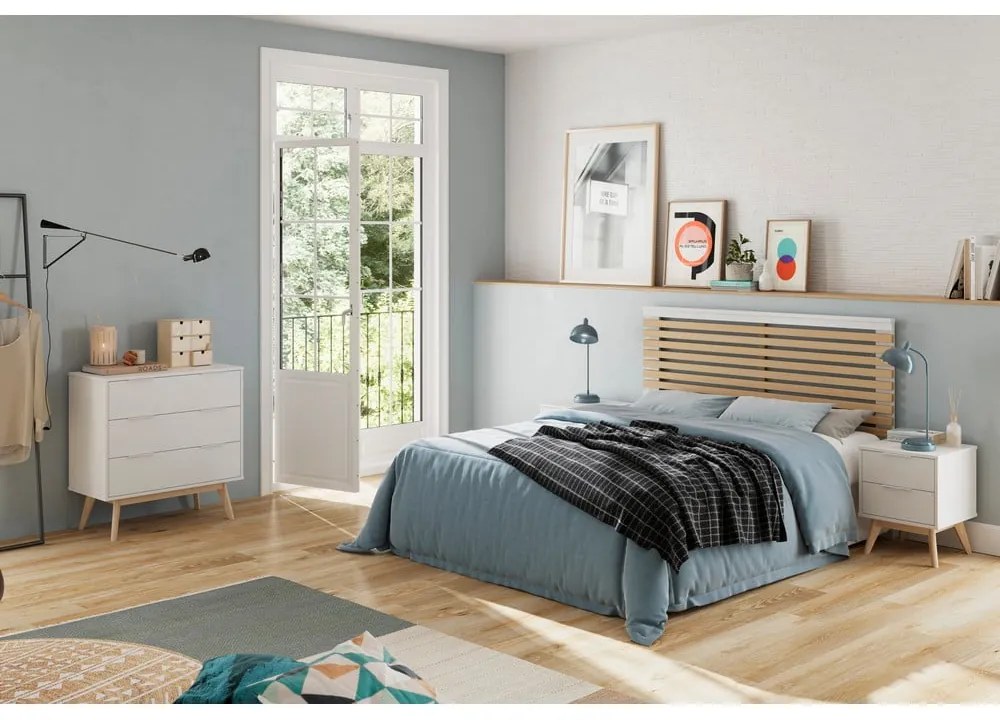 Бял нисък скрин с чекмеджета 80x83 cm Campus - Marckeric