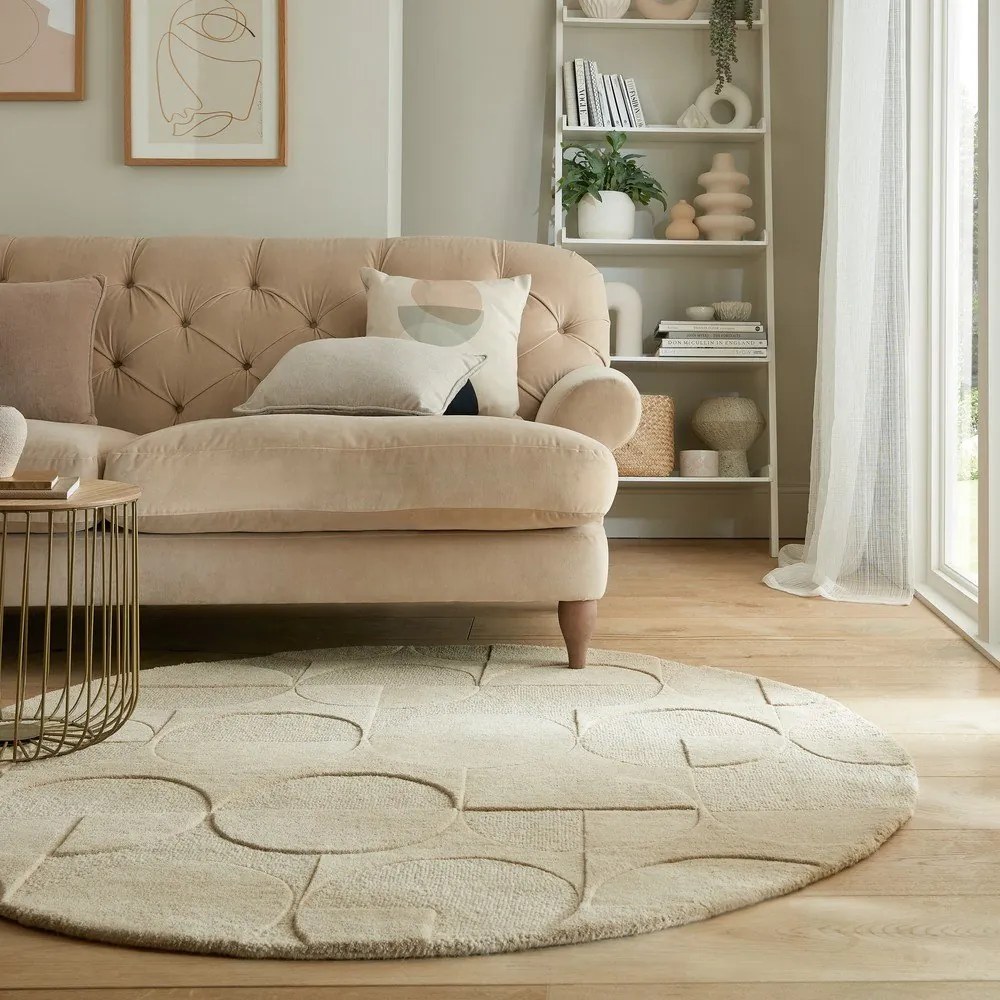 Бежов вълнен кръгъл килим ø 160 cm Gigi - Flair Rugs
