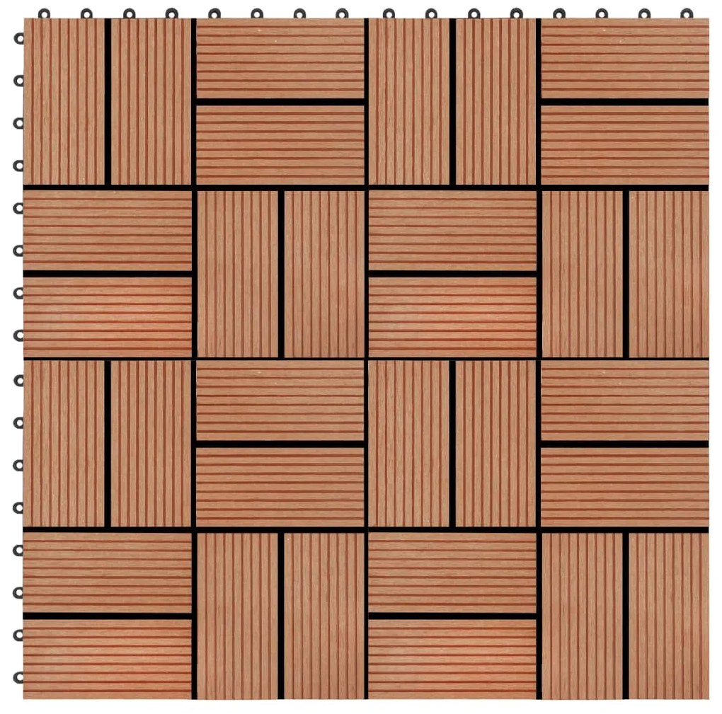 277809 vidaXL 22 бр декинг плочки, 30x30 см, 2 кв.м., WPC, тиков цвят