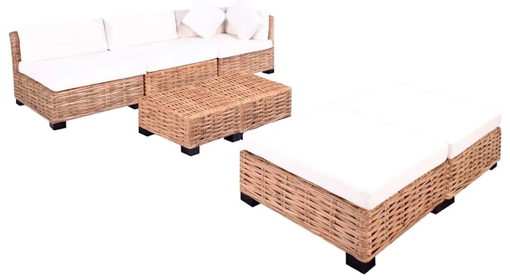 244624 vidaXL Комплект мека мебел, 18 части, естествен ратан