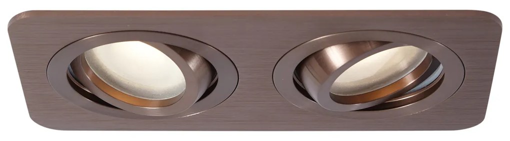 Комплект от 6 заоблени вградени спота тъмен бронз GU10 50mm въртящи се и накланящи се IP44 2-светлини - Alberto