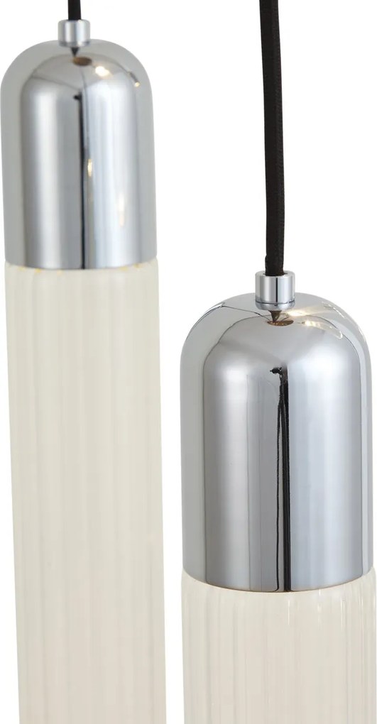Design hanglamp chroom met ribbelglas 5-lichts - Walcott