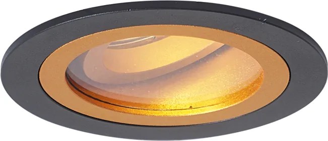 Комплект от 6 модерни вградени спота черни със злато, въртящи се и накланящи се IP44 - Chuck