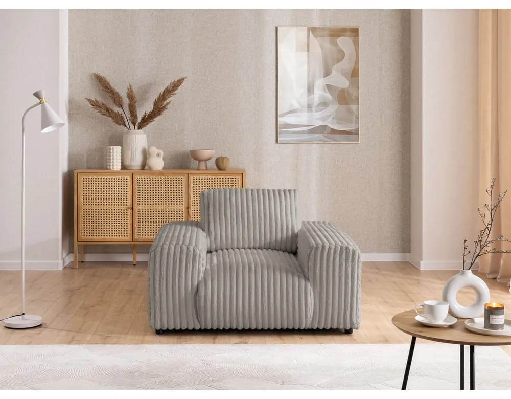 Светлосиво кресло от рипсено кадифе Justin – Ropez