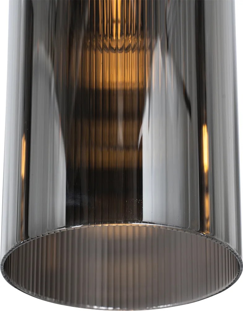 Смарт висяща лампа черна с димно стъкло 7 светлини вкл. 7 Wifi ST64 - Laura