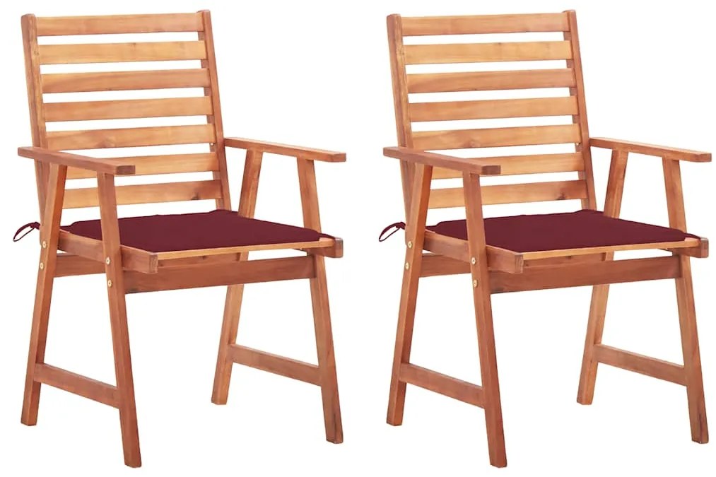 3064329 vidaXL Градински трапезни столове, 2 бр, с възглавници, акация масив