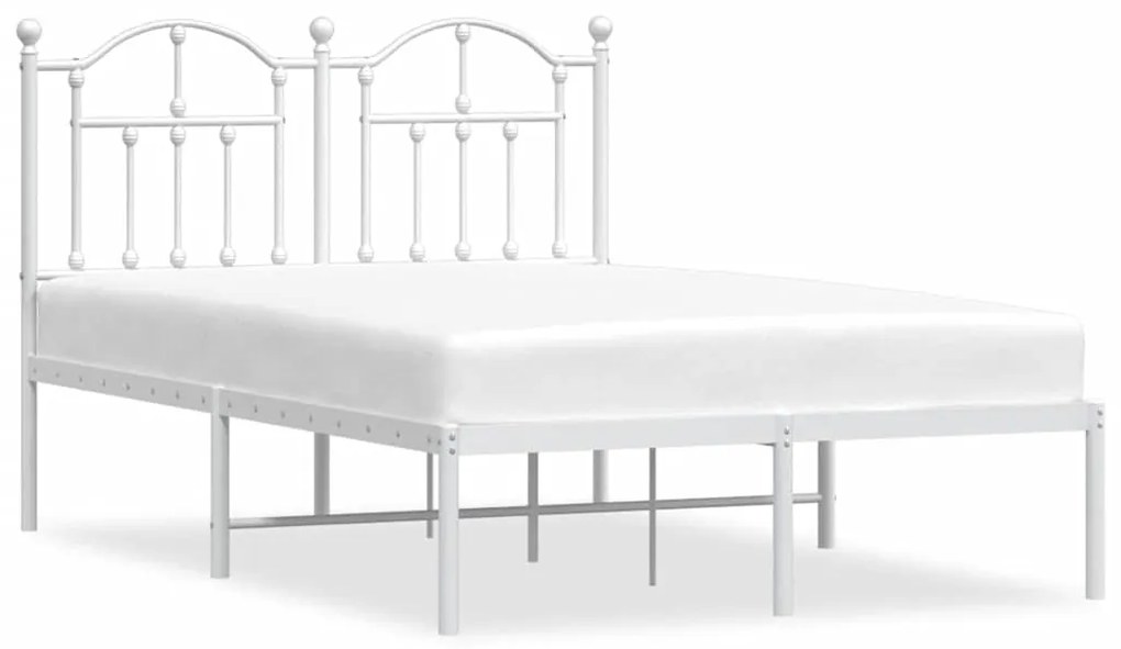 353485 vidaXL Метална рамка за легло с горна табла, бяла, 120x190 см