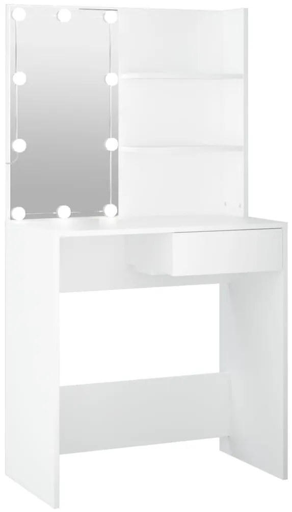 808801 vidaXL Тоалетка с LED, бяла, 74,5x40x141 см