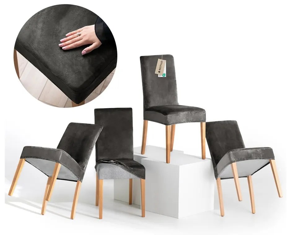 Сиви ластични покривала за стол в комплект от 4 бр. 48 cm Sento – Restilo